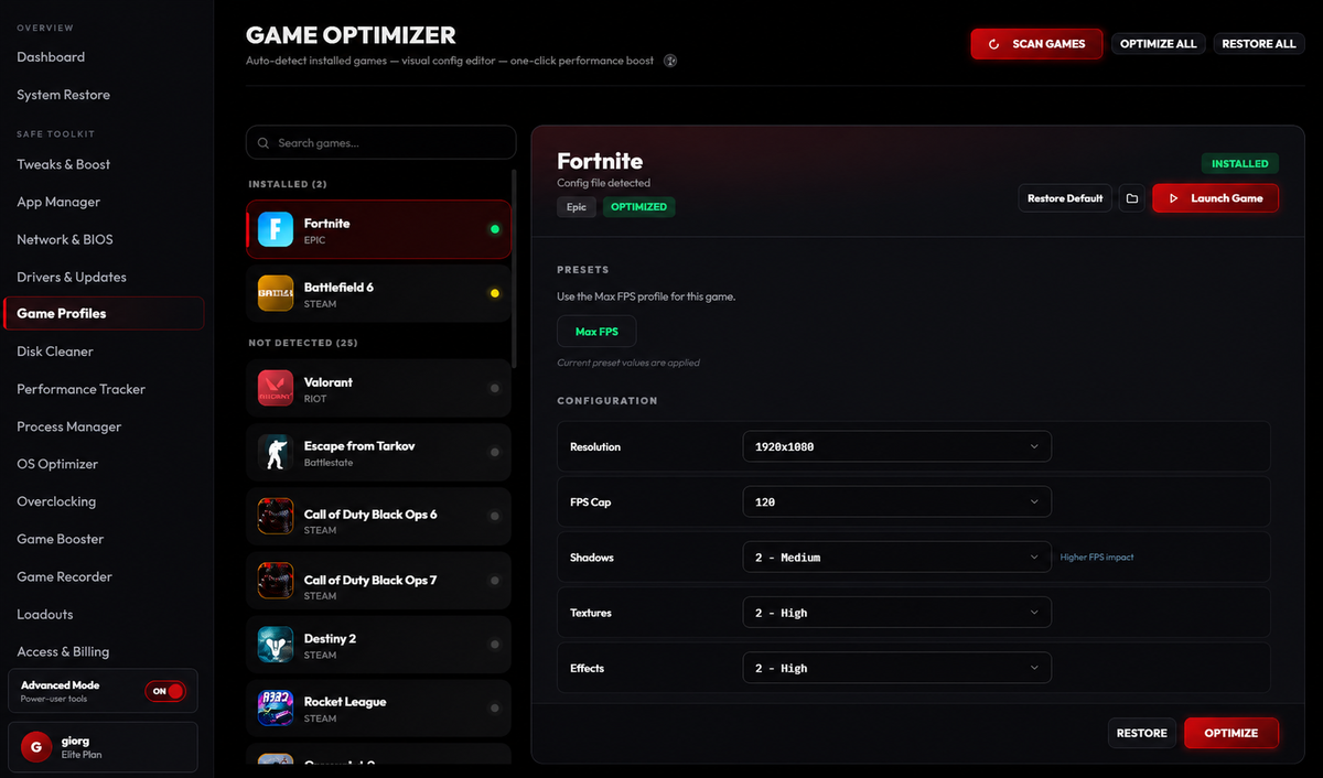 SAL380 Utility app screenshot